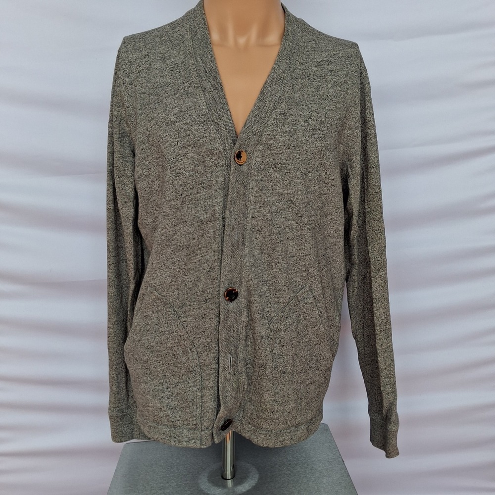 Club Monaco Mens Gray Full Zip Cotton Bomber Sweatshirt Medium Heathered